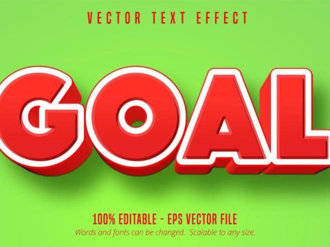 Goal red and white game style text effect