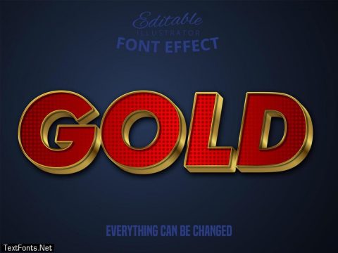 Gold text, editable font effect