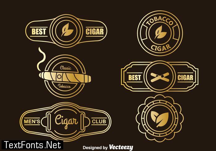 Download Golden Cigar Label Collection Vector 125805