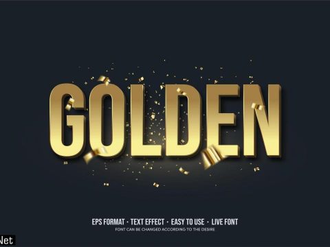 Golden Text effect with 3d writing in gold.