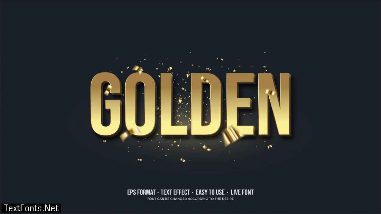 Golden Text effect with 3d writing in gold.