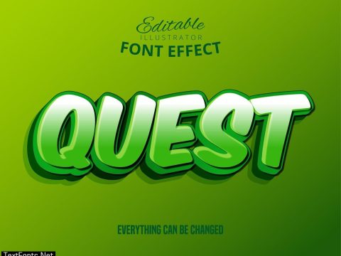 Green layered Quest text, editable text effect