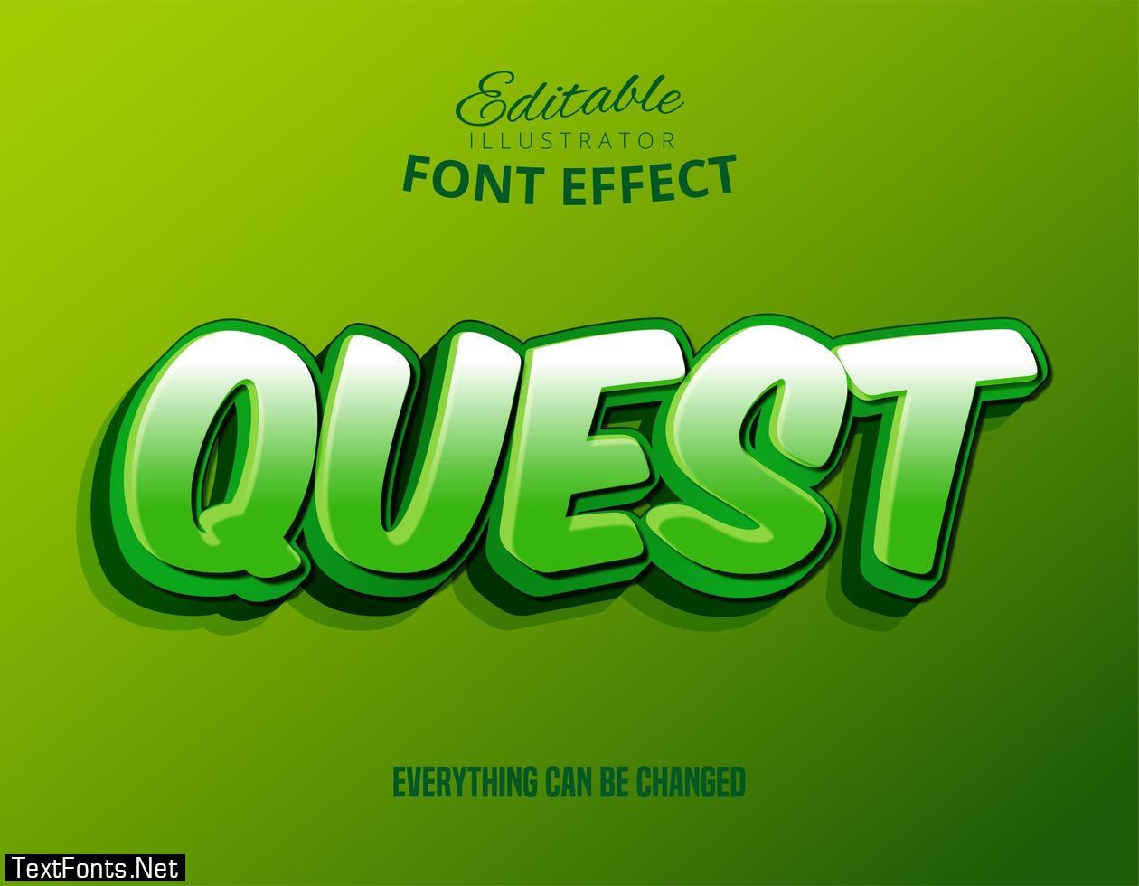 Green layered Quest text, editable text effect