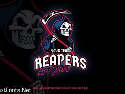 grim reaper cartoon sport and e-sport logo