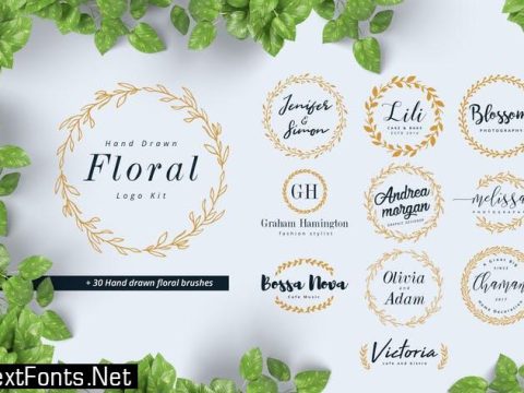 Hand Drawn Floral Logo Kit