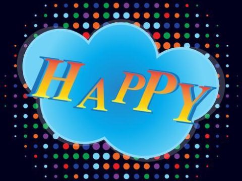 Happy banner with comic text effects