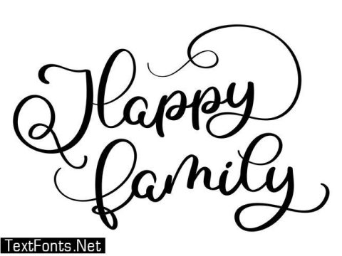 Happy family text on white background. Hand drawn Calligraphy lettering Vector illustration EPS10