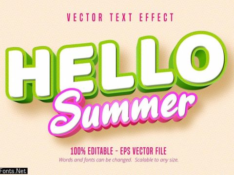 Hello summer green and pink outline text effect