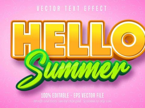 Hello summer orange and green editable text effect