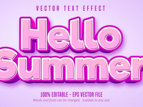 Hello summer pink editable text effect