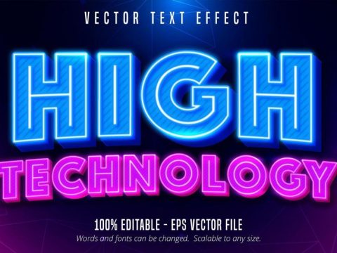 High technology neon style editable text effect