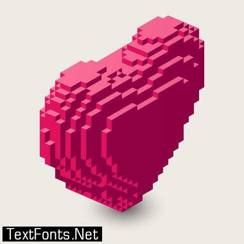 Isometric heart illustration. 3d pixel icon