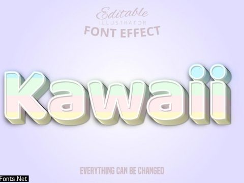 Kawaii text, editable text effect