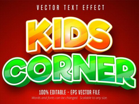 Kids corner comic style editable text effect