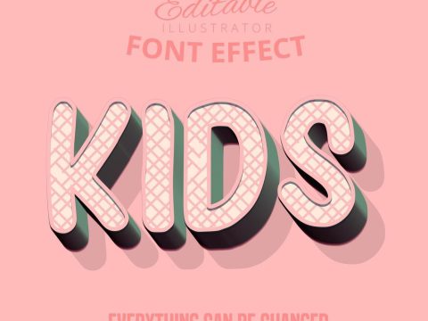 Kids crossed stripe pattern text, editable text style