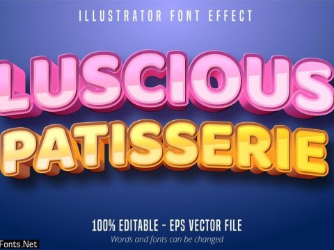 Luscious Patisserie text, 3d pastry style editable font effect