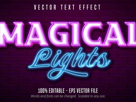 Magical lights neon text effect