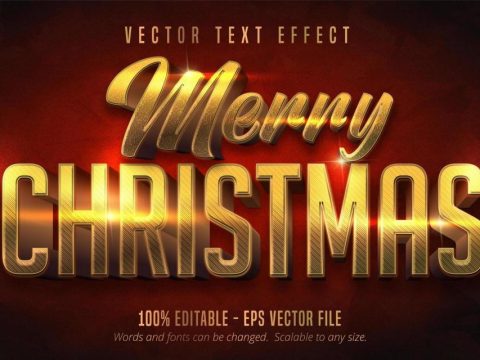 Merry christmas shiny gold editable text effect