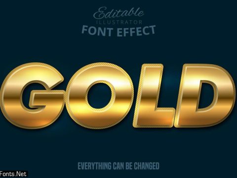 Metallic bold gold text effect