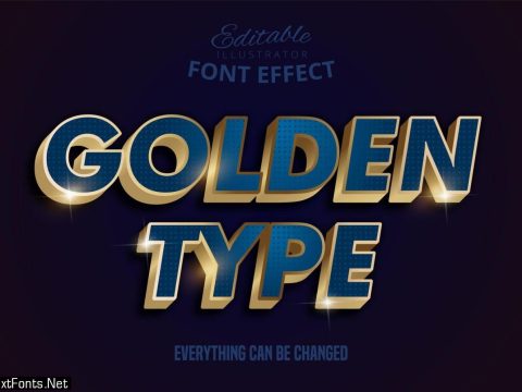 Metallic gold blue text effect