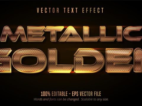 Metallic golden grate pattern text effect