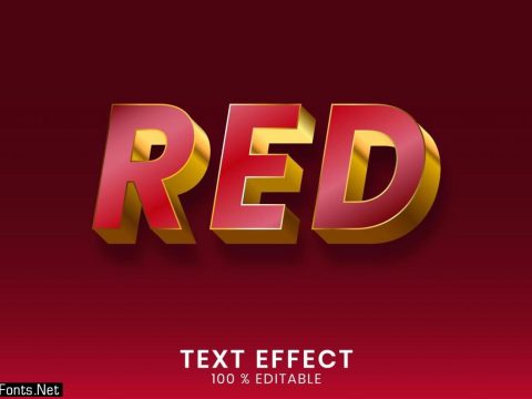 Metallic Red And Gold Outline Text Effect