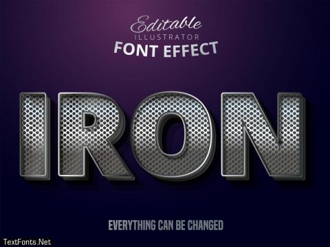 Metallic silver text effect, shiny alphabet style