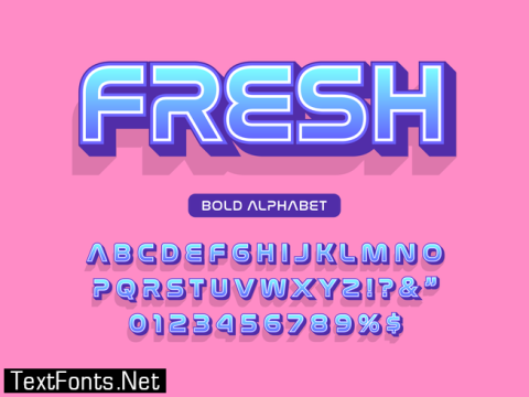 Modern 3D Bold Font And Alphabet