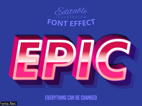 Modern retro script editable typography font effect