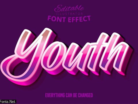 Modern youth script editable typography font effect