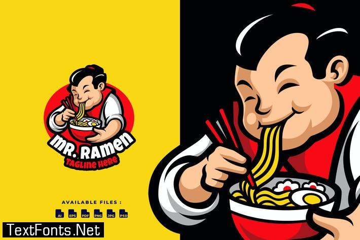 Mr. Ramen Cartoon Logo