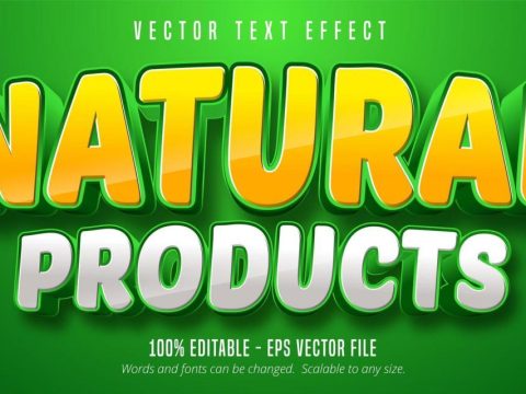 Natural products yellow and white text effect