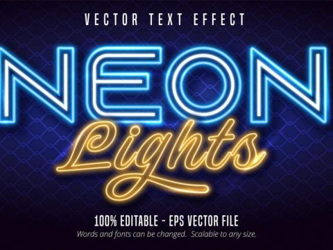 Neon lights blue and yellow text effect