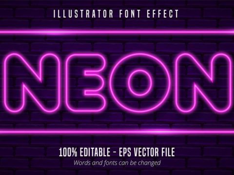 Neon lights signage style editable font effect