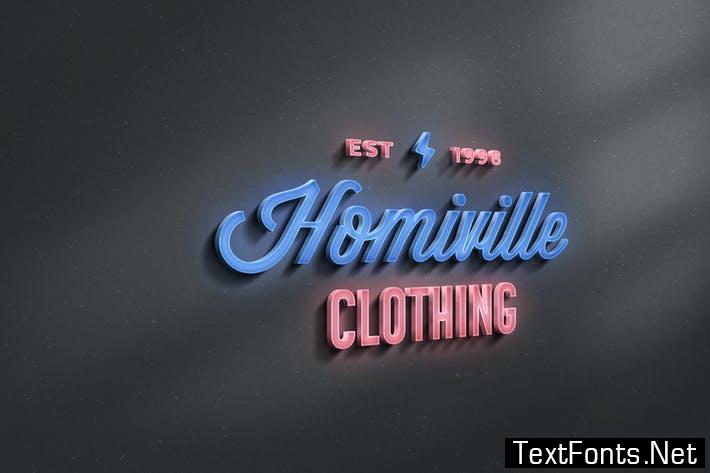 Neon Sign 3D Logo Mockup