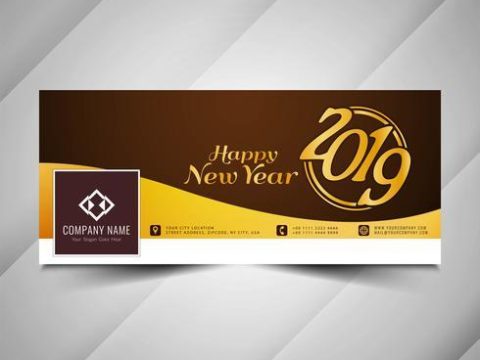 New Year 2019 stylish social media banner design