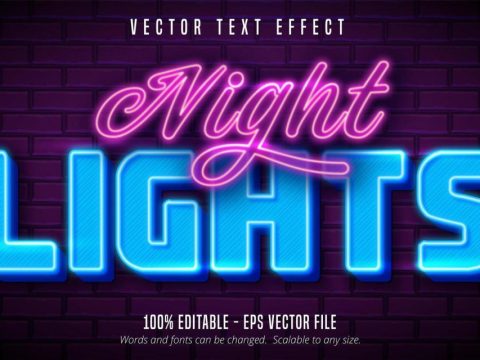 Night lights neon text effect