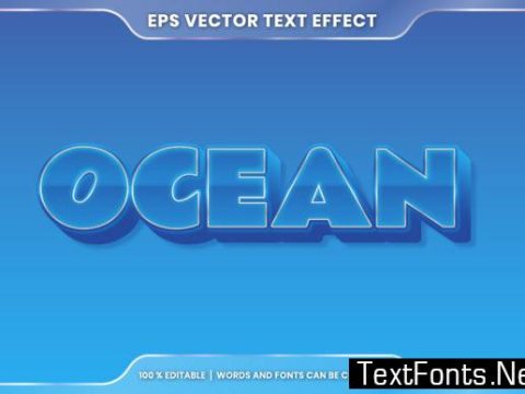 Ocean Word, Text Effect Editable Style