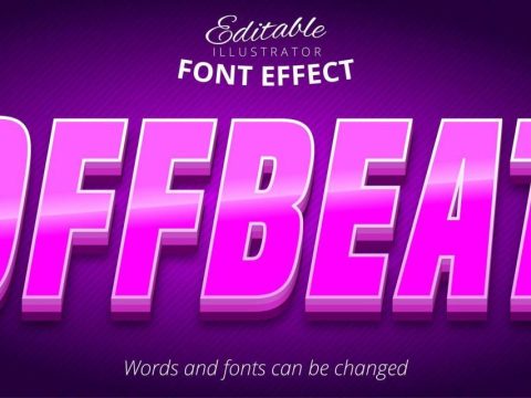 Offbeat text, 3d purple editable text effect