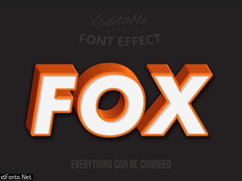 Orange 3D Fox text, editable text style