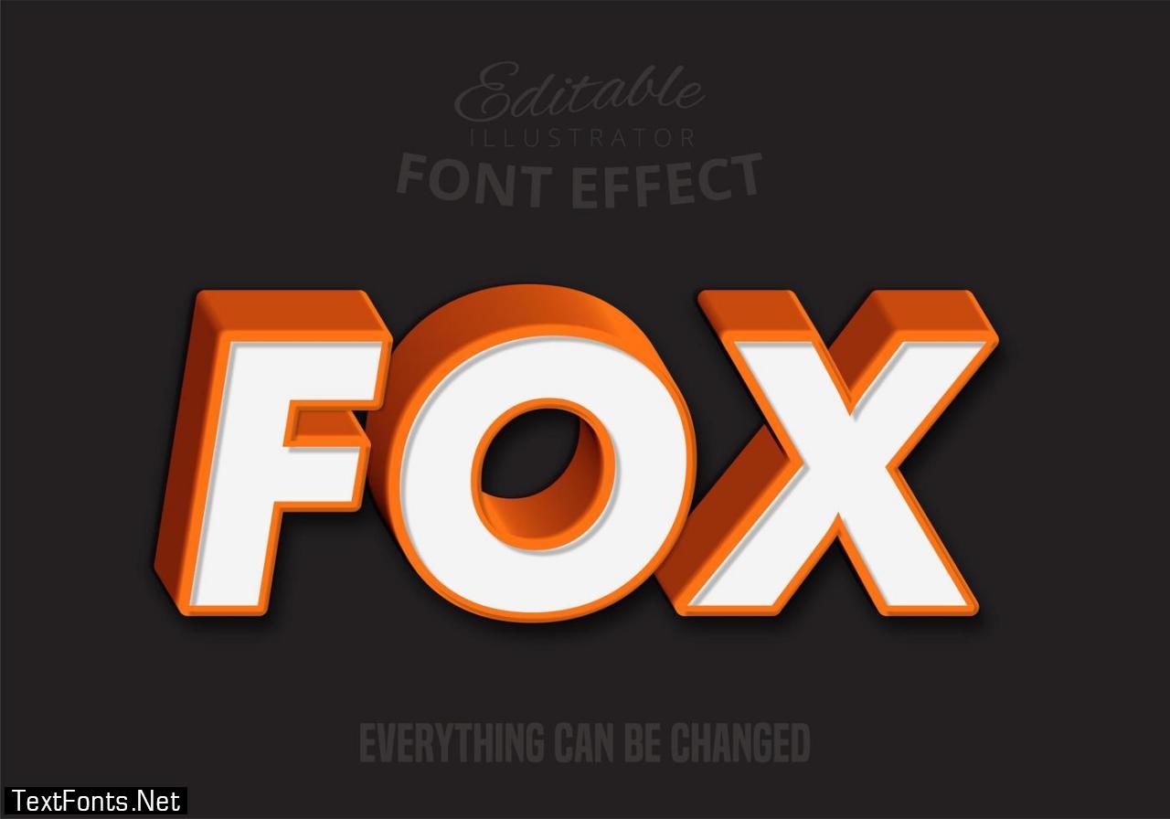 Orange 3D Fox text, editable text style