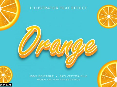 Orange Font with Uppercase Letters Text Effect