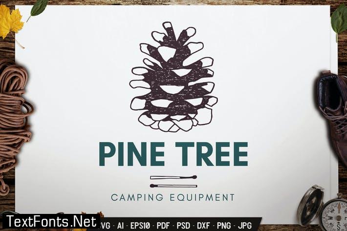 Pine Tree Logo Badge Vector Travel Retro Graphic