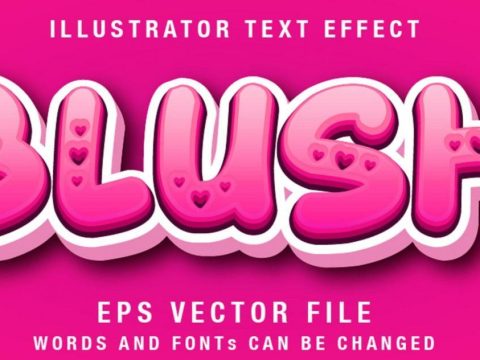 Pink editable text effect with heart cutouts