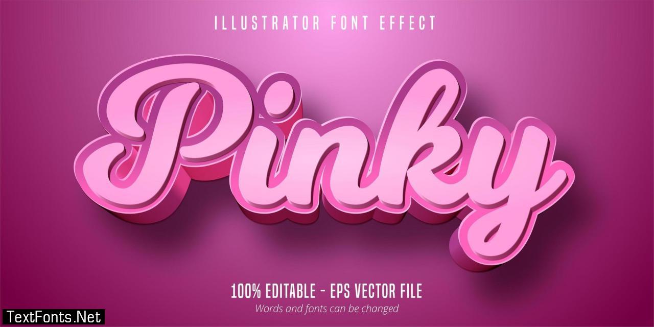 Pinky text, 3d editable font effect