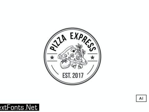 Pizza Retro Badge Logo Template EJKLXY