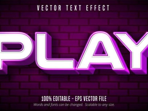 Play white and purple editable text effect