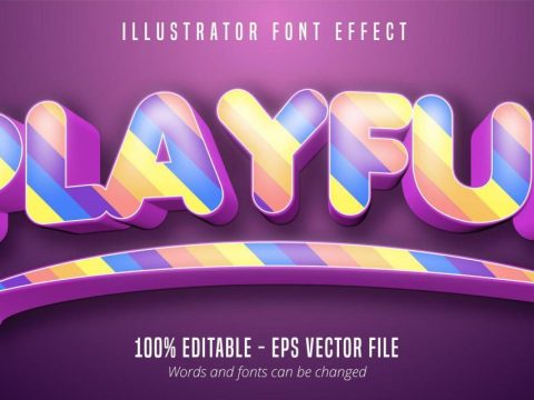 Playful text, 3d colorful editable font effect