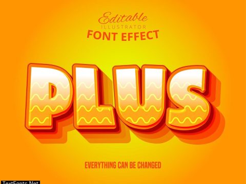 Plus wavy line text, editable font effect