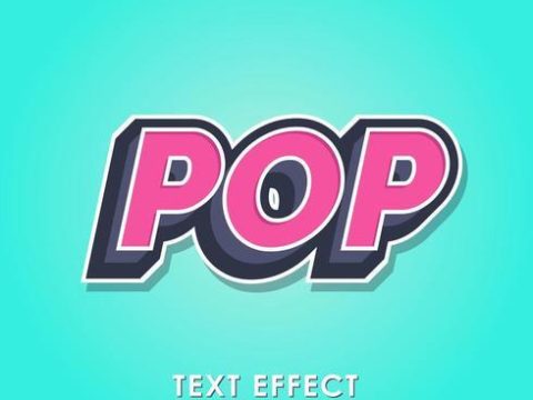 Pop text effect with modern 3d design